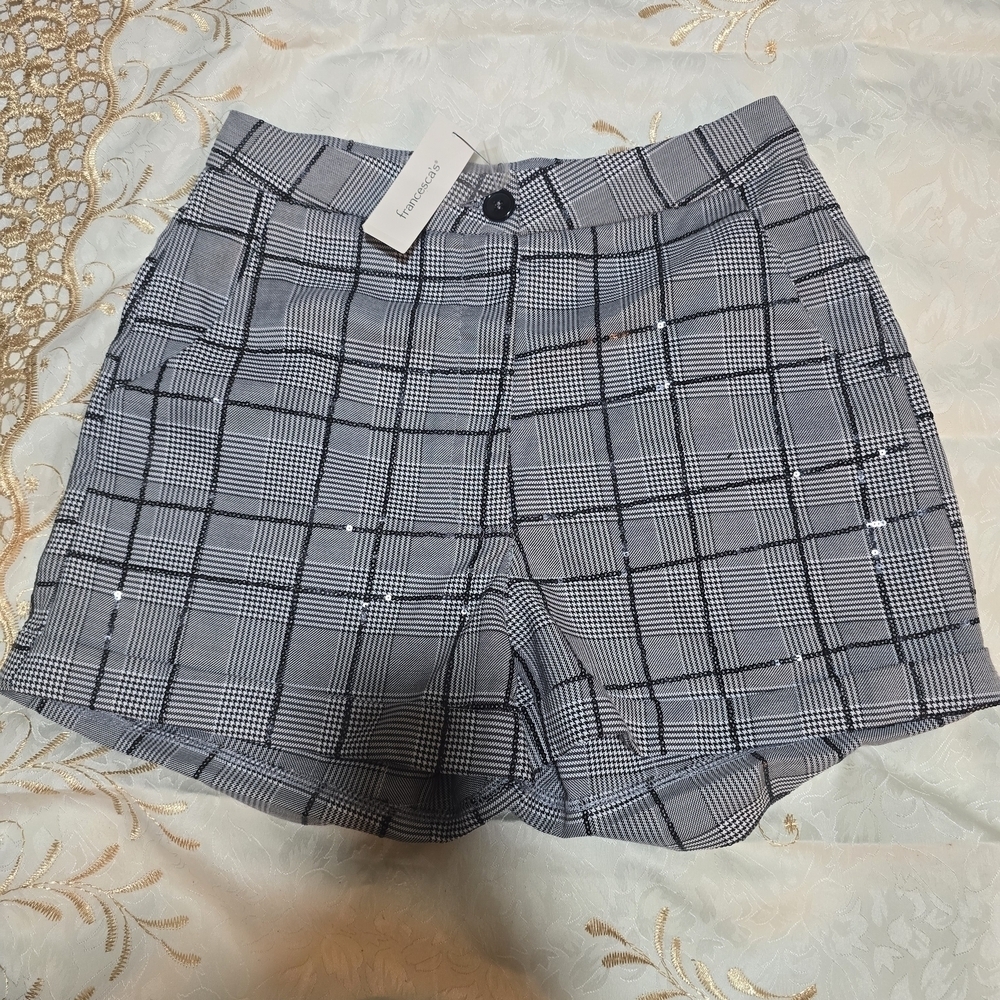 Blue Rain Black and White Houndstooth Shorts